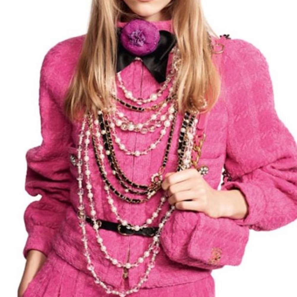 Cha Nel Pink Tweed bomber jacket